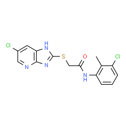 ChemSpider 2D Image | 2-[(6-Chloro-1H-imidazo[4,5-b]pyridin-2-yl)sulfanyl]-N-(3-chloro-2-methylphenyl)acetamide | C15H12Cl2N4OS