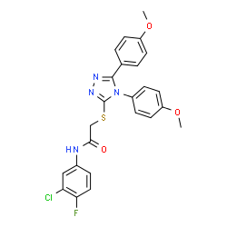 ChemSpider 2D Image | 2-{[4,5-Bis(4-methoxyphenyl)-4H-1,2,4-triazol-3-yl]sulfanyl}-N-(3-chloro-4-fluorophenyl)acetamide | C24H20ClFN4O3S