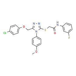 ChemSpider 2D Image | 2-({5-[(4-Chlorophenoxy)methyl]-4-(4-methoxyphenyl)-4H-1,2,4-triazol-3-yl}sulfanyl)-N-(3-fluorophenyl)acetamide | C24H20ClFN4O3S