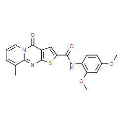 ChemSpider 2D Image | N-(2,4-Dimethoxyphenyl)-9-methyl-4-oxo-4H-pyrido[1,2-a]thieno[2,3-d]pyrimidine-2-carboxamide | C20H17N3O4S