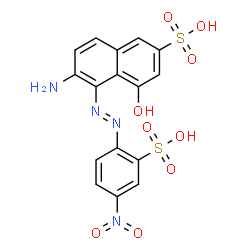 ChemSpider 2D Image | 6-Amino-4-hydroxy-5-[(E)-(4-nitro-2-sulfophenyl)diazenyl]-2-naphthalenesulfonic acid | C16H12N4O9S2