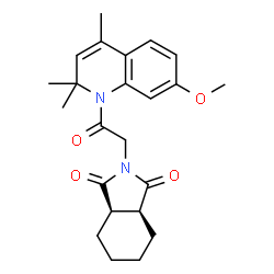 ChemSpider 2D Image | (3aR,7aS)-2-[2-(7-Methoxy-2,2,4-trimethyl-1(2H)-quinolinyl)-2-oxoethyl]hexahydro-1H-isoindole-1,3(2H)-dione | C23H28N2O4