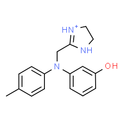 ChemSpider 2D Image | 2-{[(3-Hydroxyphenyl)(4-methylphenyl)amino]methyl}-4,5-dihydro-1H-imidazol-1-ium | C17H20N3O