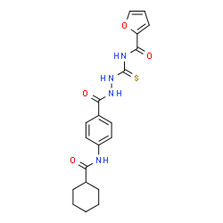 ChemSpider 2D Image | N-[(2-{4-[(Cyclohexylcarbonyl)amino]benzoyl}hydrazino)carbonothioyl]-2-furamide | C20H22N4O4S