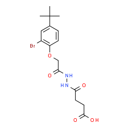 ChemSpider 2D Image | 4-(2-{[2-Bromo-4-(2-methyl-2-propanyl)phenoxy]acetyl}hydrazino)-4-oxobutanoic acid | C16H21BrN2O5