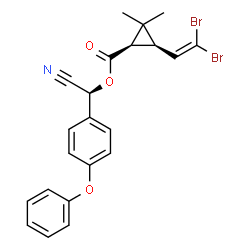 ChemSpider 2D Image | (S)-Cyano(4-phenoxyphenyl)methyl (1R,3R)-3-(2,2-dibromovinyl)-2,2-dimethylcyclopropanecarboxylate | C22H19Br2NO3