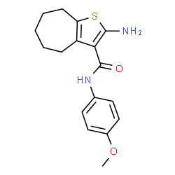 ChemSpider 2D Image | 2-amino-N-(4-methoxyphenyl)-4H,5H,6H,7H,8H-cyclohepta[b]thiophene-3-carboxamide | C17H20N2O2S