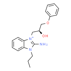 ChemSpider 2D Image | 2-Amino-3-[(2S)-2-hydroxy-3-phenoxypropyl]-1-propyl-1H-benzimidazol-3-ium | C19H24N3O2