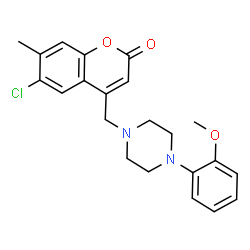 ChemSpider 2D Image | 6-Chloro-4-{[4-(2-methoxyphenyl)-1-piperazinyl]methyl}-7-methyl-2H-chromen-2-one | C22H23ClN2O3