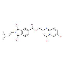 ChemSpider 2D Image | (7-Bromo-4-oxo-4H-pyrido[1,2-a]pyrimidin-2-yl)methyl 2-(3-methylbutyl)-1,3-dioxo-5-isoindolinecarboxylate | C23H20BrN3O5