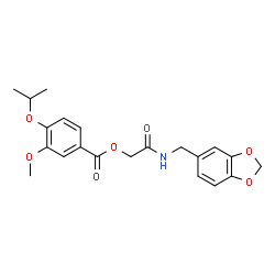 ChemSpider 2D Image | 2-[(1,3-Benzodioxol-5-ylmethyl)amino]-2-oxoethyl 4-isopropoxy-3-methoxybenzoate | C21H23NO7