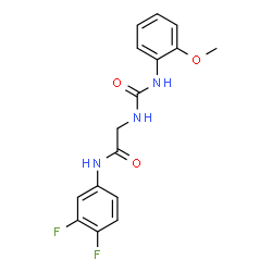 ChemSpider 2D Image | N-(3,4-Difluorophenyl)-N~2~-[(2-methoxyphenyl)carbamoyl]glycinamide | C16H15F2N3O3