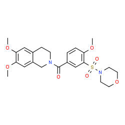 ChemSpider 2D Image | (6,7-Dimethoxy-3,4-dihydro-2(1H)-isoquinolinyl)[4-methoxy-3-(4-morpholinylsulfonyl)phenyl]methanone | C23H28N2O7S