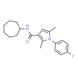 ChemSpider 2D Image | N-Cycloheptyl-1-(4-fluorophenyl)-2,5-dimethyl-1H-pyrrole-3-carboxamide | C20H25FN2O