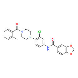 ChemSpider 2D Image | N-{3-Chloro-4-[4-(2-methylbenzoyl)-1-piperazinyl]phenyl}-1,3-benzodioxole-5-carboxamide | C26H24ClN3O4