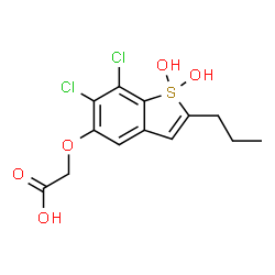 ChemSpider 2D Image | [(6,7-Dichloro-1,1-dihydroxy-2-propyl-1H-1-benzothiophen-5-yl)oxy]acetic acid | C13H14Cl2O5S