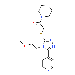 ChemSpider 2D Image | 2-{[4-(2-Methoxyethyl)-5-(4-pyridinyl)-4H-1,2,4-triazol-3-yl]sulfanyl}-1-(4-morpholinyl)ethanone | C16H21N5O3S