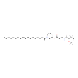 ChemSpider 2D Image | 1-[(9E)-9-Octadecenoyl]-3-piperidinyl N-[(2,2,5,5-tetramethyl-1,3-dioxan-4-yl)carbonyl]-beta-alaninate | C35H62N2O6