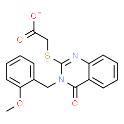 ChemSpider 2D Image | {[3-(2-Methoxybenzyl)-4-oxo-3,4-dihydro-2-quinazolinyl]sulfanyl}acetate | C18H15N2O4S