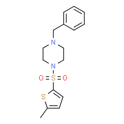 ChemSpider 2D Image | 1-Benzyl-4-[(5-methyl-2-thienyl)sulfonyl]piperazine | C16H20N2O2S2