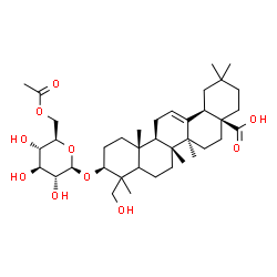 ChemSpider 2D Image | (3beta,5xi,18alpha)-3-[(6-O-Acetyl-beta-D-glucopyranosyl)oxy]-23-hydroxyolean-12-en-28-oic acid | C38H60O10