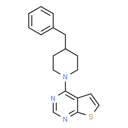 ChemSpider 2D Image | 4-(4-Benzyl-1-piperidinyl)thieno[2,3-d]pyrimidine | C18H19N3S