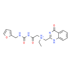 ChemSpider 2D Image | N-Ethyl-2-{[(2-furylmethyl)carbamoyl]amino}-2-oxo-N-[(4-oxo-1,4-dihydro-2-quinazolinyl)methyl]ethanaminium | C19H22N5O4