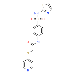 ChemSpider 2D Image | 2-(4-Pyridinylsulfanyl)-N-[4-(1,3-thiazol-2-ylsulfamoyl)phenyl]acetamide | C16H14N4O3S3