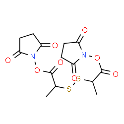 ChemSpider 2D Image | 1,1'-{Disulfanediylbis[(1-oxo-2,1-propanediyl)oxy]}di(2,5-pyrrolidinedione) | C14H16N2O8S2
