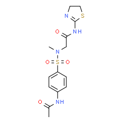 ChemSpider 2D Image | 2-[[[4-(Acetylamino)phenyl]sulfonyl]methylamino]-N-(4,5-dihydro-2-thiazolyl)acetamide | C14H18N4O4S2