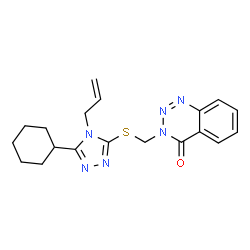 ChemSpider 2D Image | 3-{[(4-Allyl-5-cyclohexyl-4H-1,2,4-triazol-3-yl)sulfanyl]methyl}-1,2,3-benzotriazin-4(3H)-one | C19H22N6OS
