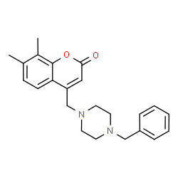 ChemSpider 2D Image | 4-[(4-Benzyl-1-piperazinyl)methyl]-7,8-dimethyl-2H-chromen-2-one | C23H26N2O2