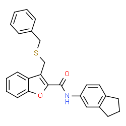 ChemSpider 2D Image | 3-[(Benzylsulfanyl)methyl]-N-(2,3-dihydro-1H-inden-5-yl)-1-benzofuran-2-carboxamide | C26H23NO2S