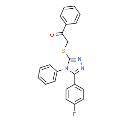 ChemSpider 2D Image | 2-{[5-(4-Fluorophenyl)-4-phenyl-4H-1,2,4-triazol-3-yl]sulfanyl}-1-phenylethanone | C22H16FN3OS