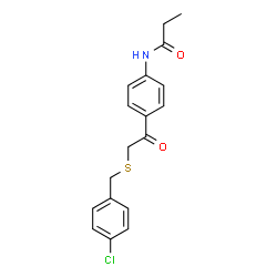 ChemSpider 2D Image | N-(4-{[(4-Chlorobenzyl)sulfanyl]acetyl}phenyl)propanamide | C18H18ClNO2S