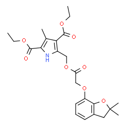 ChemSpider 2D Image | Diethyl 5-({2-[(2,2-dimethyl-2,3-dihydro-1-benzofuran-7-yl)oxy]acetoxy}methyl)-3-methyl-1H-pyrrole-2,4-dicarboxylate | C24H29NO8