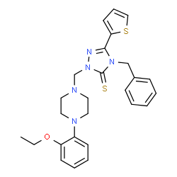 ChemSpider 2D Image | 4-Benzyl-2-{[4-(2-ethoxyphenyl)-1-piperazinyl]methyl}-5-(2-thienyl)-2,4-dihydro-3H-1,2,4-triazole-3-thione | C26H29N5OS2