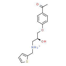 ChemSpider 2D Image | (2S)-3-(4-Acetylphenoxy)-2-hydroxy-N-(2-thienylmethyl)-1-propanaminium | C16H20NO3S