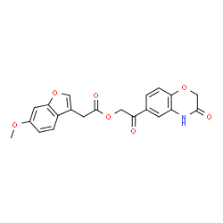 ChemSpider 2D Image | 2-Oxo-2-(3-oxo-3,4-dihydro-2H-1,4-benzoxazin-6-yl)ethyl (6-methoxy-1-benzofuran-3-yl)acetate | C21H17NO7