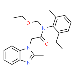 ChemSpider 2D Image | N-(Ethoxymethyl)-N-(2-ethyl-6-methylphenyl)-2-(2-methyl-1H-benzimidazol-1-yl)acetamide | C22H27N3O2