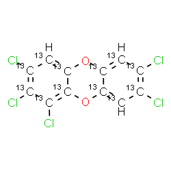 ChemSpider 2D Image | 1,2,3,7,8-Pentachloro(~13~C_12_)oxanthrene | 13C12H3Cl5O2