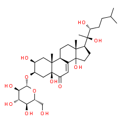 ChemSpider 2D Image | (2beta,3beta,5beta,14xi,22R)-2,5,14,20,22-Pentahydroxy-6-oxocholest-7-en-3-yl beta-D-glucopyranoside | C33H54O12