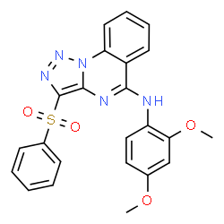 ChemSpider 2D Image | N-(2,4-Dimethoxyphenyl)-3-(phenylsulfonyl)[1,2,3]triazolo[1,5-a]quinazolin-5-amine | C23H19N5O4S