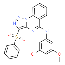 ChemSpider 2D Image | N-(3,5-Dimethoxyphenyl)-3-(phenylsulfonyl)[1,2,3]triazolo[1,5-a]quinazolin-5-amine | C23H19N5O4S