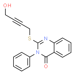 ChemSpider 2D Image | 2-[(4-Hydroxy-2-butyn-1-yl)sulfanyl]-3-phenyl-4(3H)-quinazolinone | C18H14N2O2S