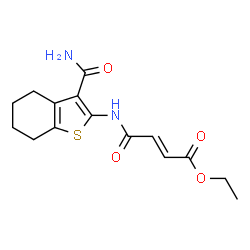 ChemSpider 2D Image | Ethyl (2E)-4-[(3-carbamoyl-4,5,6,7-tetrahydro-1-benzothiophen-2-yl)amino]-4-oxo-2-butenoate | C15H18N2O4S