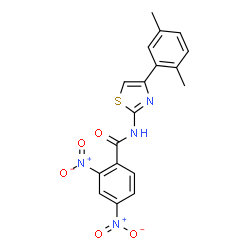 ChemSpider 2D Image | N-[4-(2,5-Dimethylphenyl)-1,3-thiazol-2-yl]-2,4-dinitrobenzamide | C18H14N4O5S