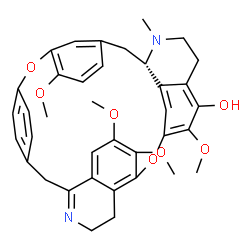 ChemSpider 2D Image | (25S)-4,5,20,31-Tetramethoxy-26-methyl-2,18-dioxa-11,26-diazaheptacyclo[23.6.2.2~14,17~.1~19,23~.0~3,8~.0~7,12~.0~29,33~]hexatriaconta-1(31),3,5,7,11,14,16,19(34),20,22,29,32,35-tridecaen-30-ol | C37H38N2O7