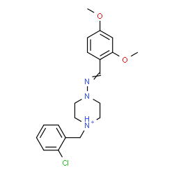 ChemSpider 2D Image | 1-(2-Chlorobenzyl)-4-[(2,4-dimethoxybenzylidene)amino]piperazin-1-ium | C20H25ClN3O2