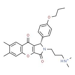ChemSpider 2D Image | 3-[(1S)-6,7-Dimethyl-3,9-dioxo-1-(4-propoxyphenyl)-3,9-dihydrochromeno[2,3-c]pyrrol-2(1H)-yl]-N,N-dimethyl-1-propanaminium | C27H33N2O4